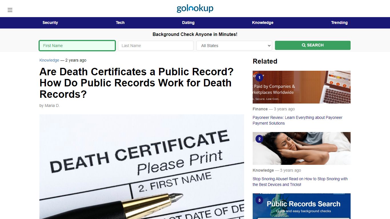 Are Death Certificates a Public Record - GoLookUp